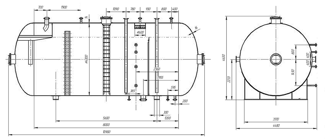 Схема трехфазного сепаратора ТФС-Л производства Саратовского резервуарного завода
